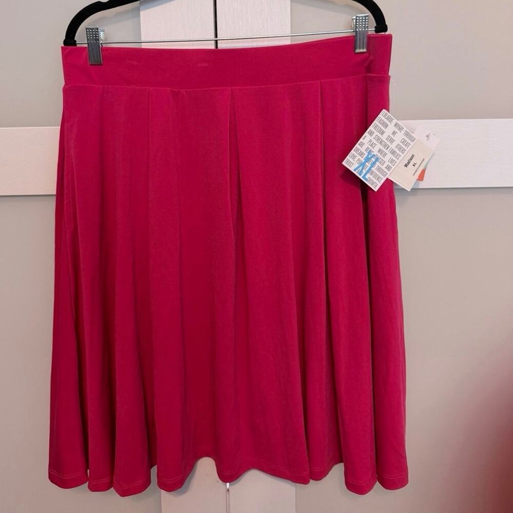 LuLaRoe Madison Skirt XL Pink Pleated Swing Midi Skirt NWT